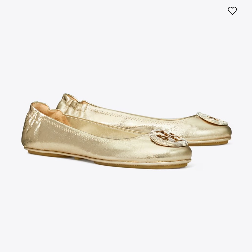 Practically New - Tory Burch Gold Metallic Pave Flats - 10.5